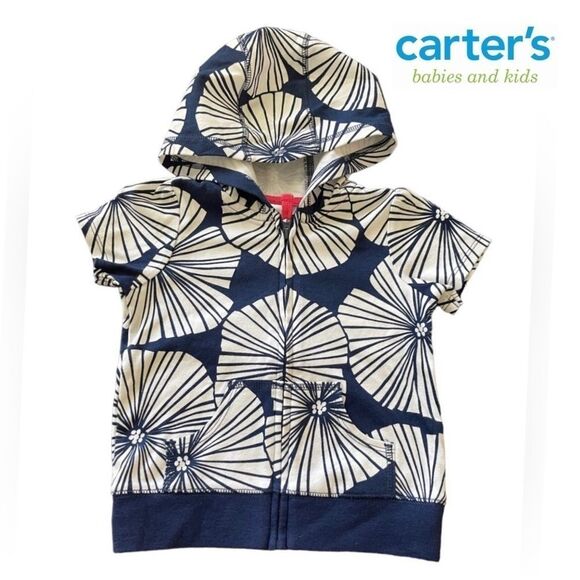 Carter’s Infant 18M Flower Zip-Up Short Sleeve Hooded  Sweatshirt - Picture 1 of 6
